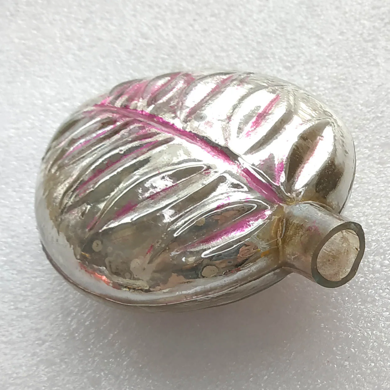 Huge Vintage Mercury Glass Christmas Ornament USSR Antique Leaf