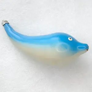 Vintage Glass Christmas Ornament USSR Antique Tree Toy Unique Decor Dolphin
