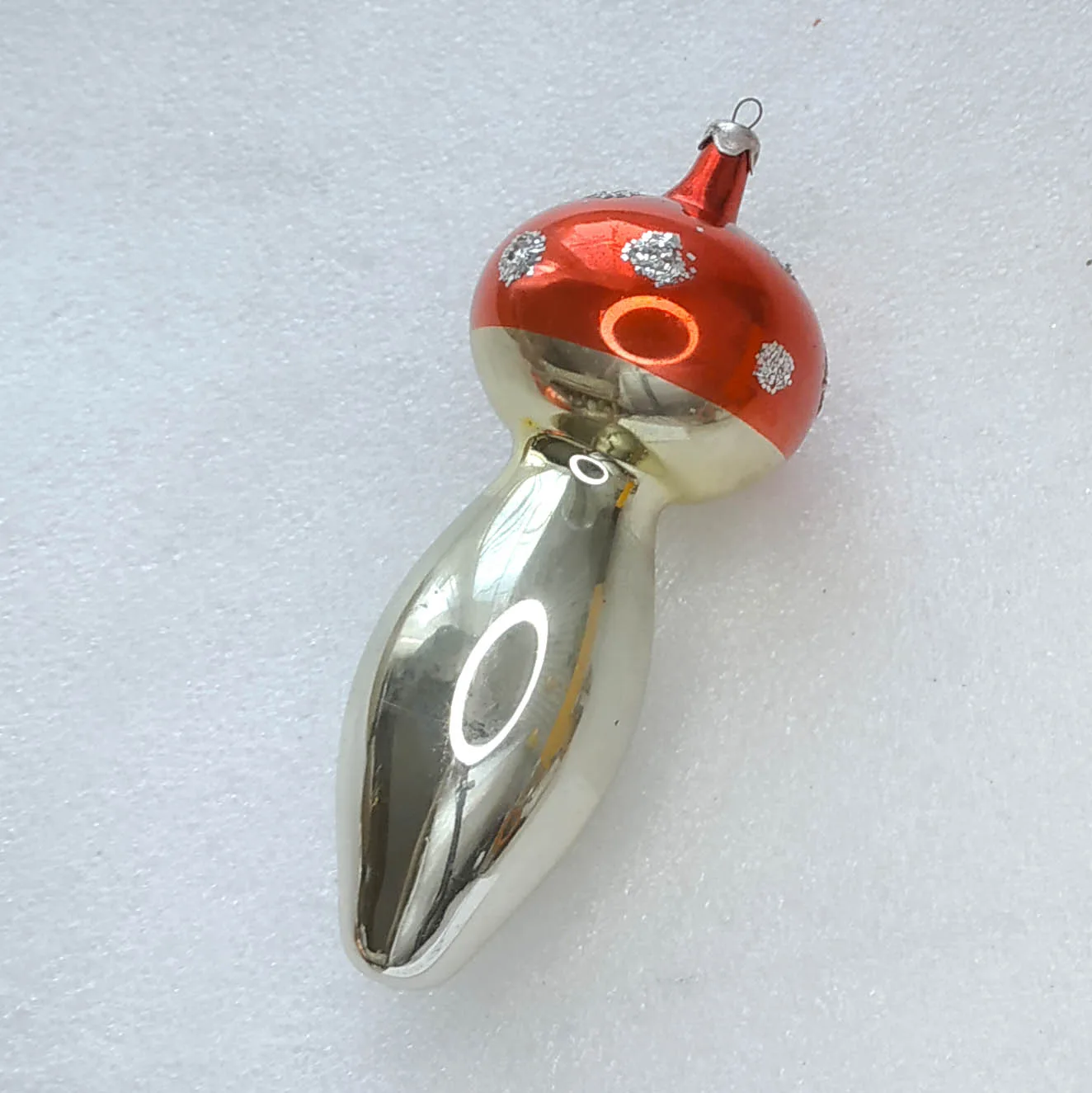 Vintage Glass Christmas Ornament USSR Antique Big Mushroom
