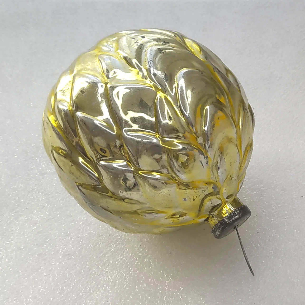 Vintage Christmas Mercury Glass Ornament USSR Antique Big Hop