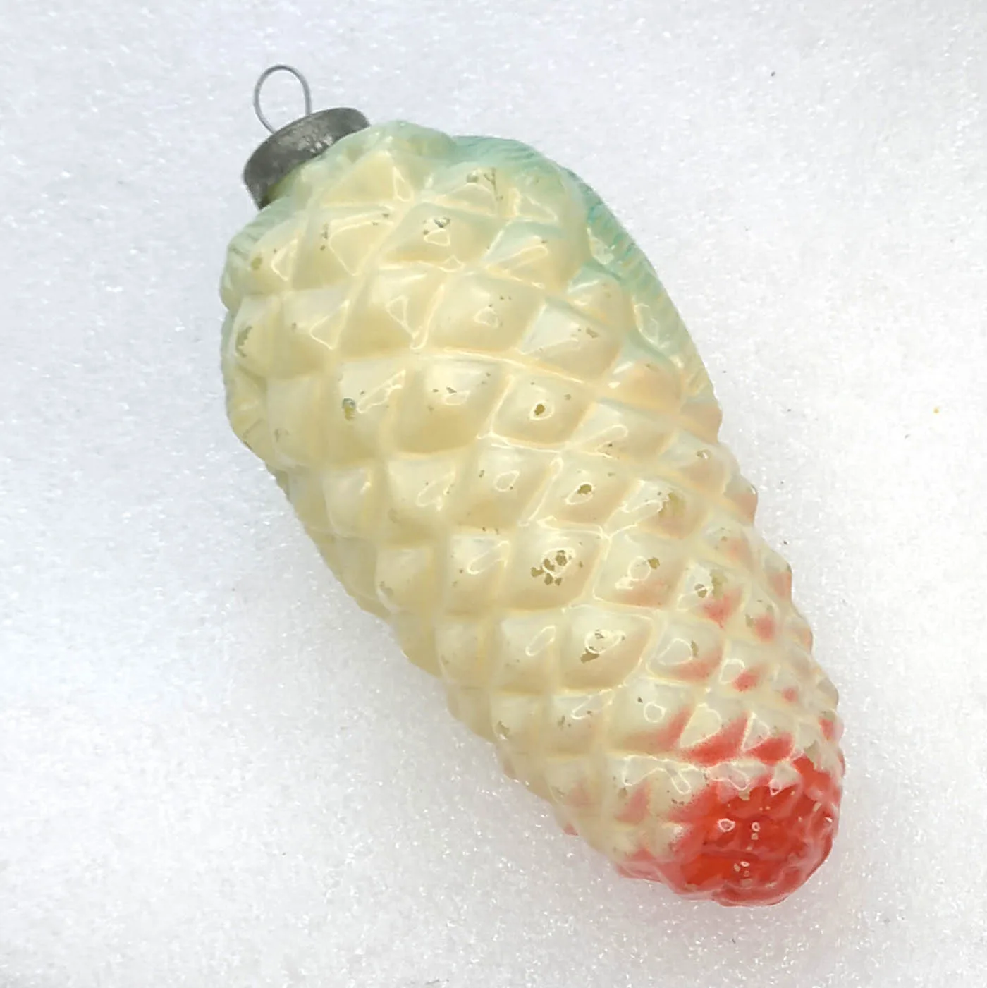 Vintage Christmas Glass Ornament USSR Antique Huge Pinecone