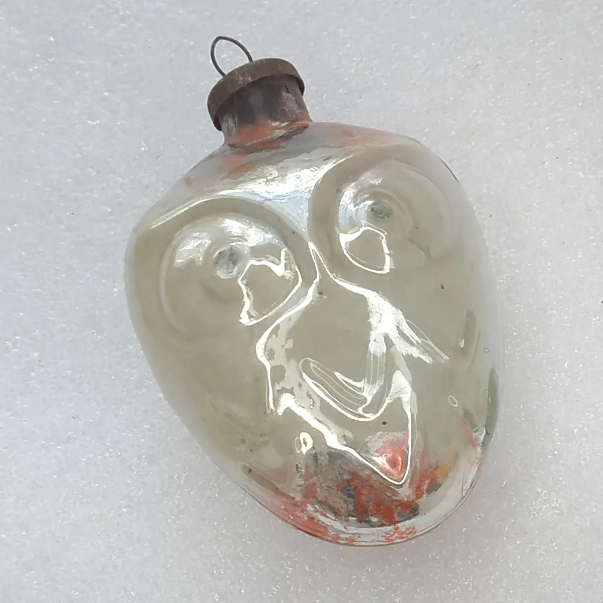Vintage Christmas Mercury Glass Ornament USSR Antique Huge Owl