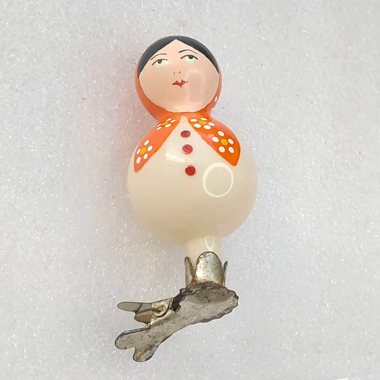 Vintage Christmas Glass Ornament USSR Antique Decor Nesting Doll