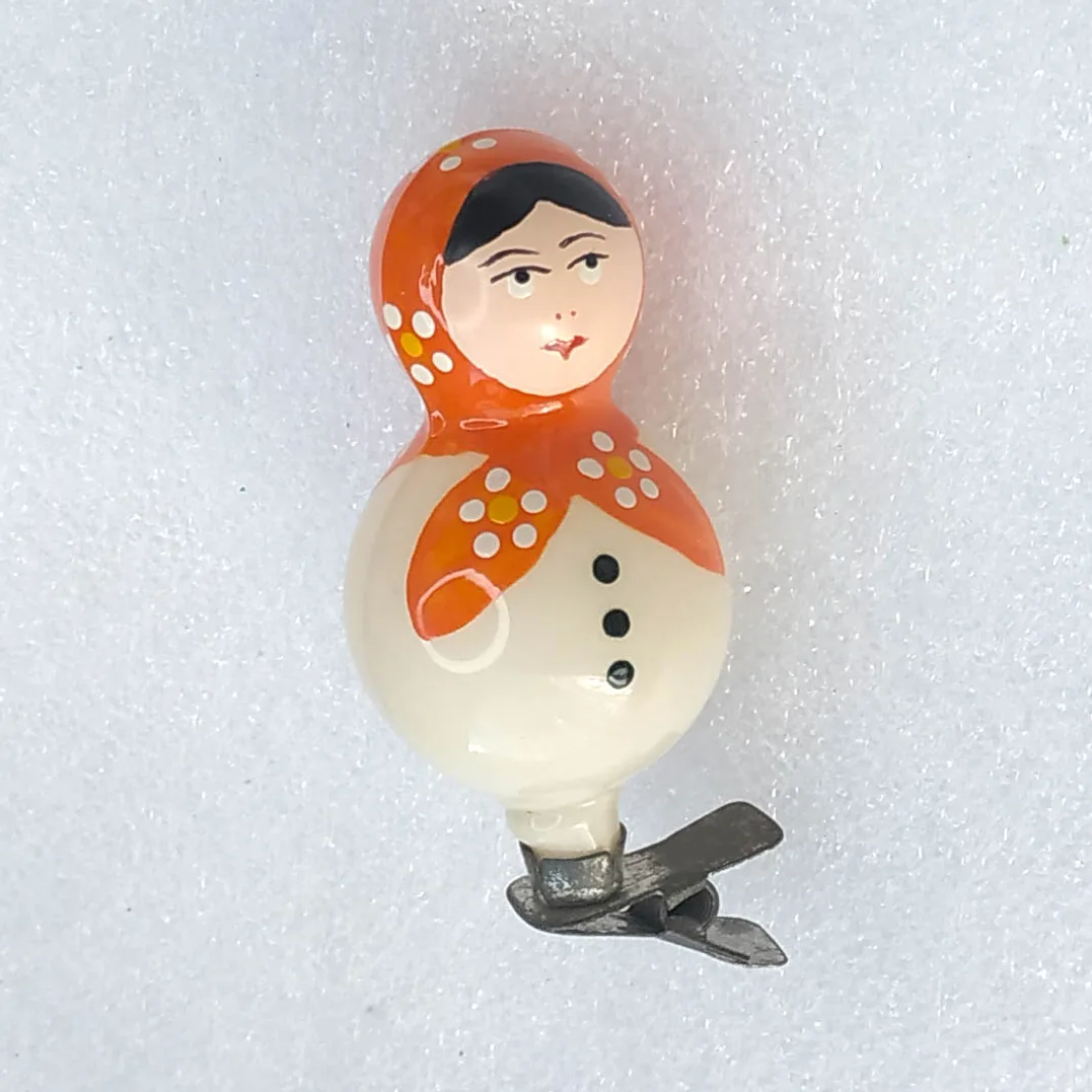 Vintage Christmas Glass Ornament USSR Antique Decor Nesting Doll