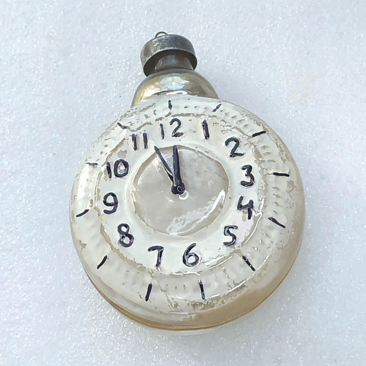 Vintage Christmas Mercury Glass Ornament USSR Antique Huge Clock
