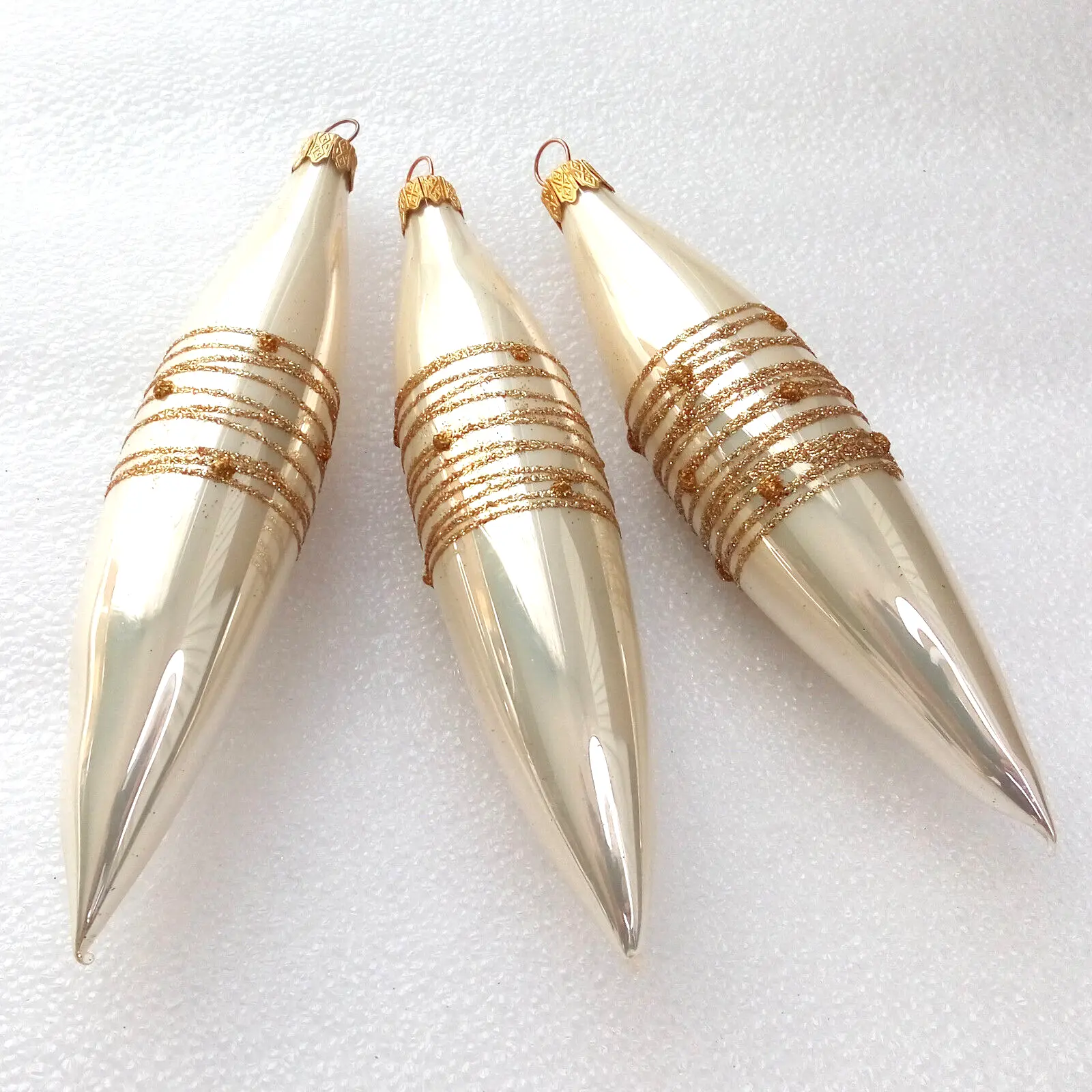 Set of 3 Ukrainian Glass Christmas Ornament Icicle