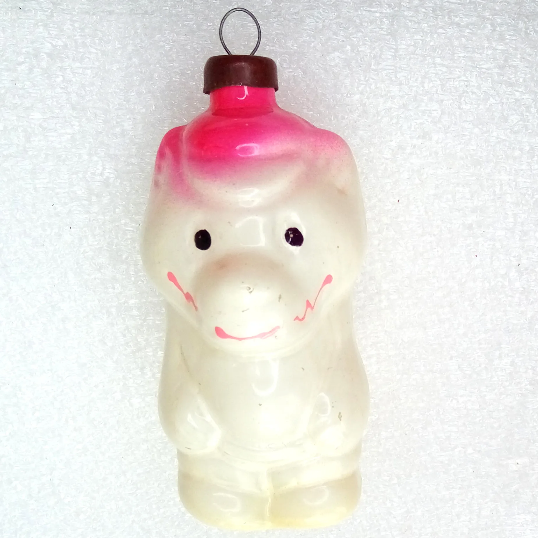 Vintage Ukrainian Glass Christmas Ornament Wolf Cub