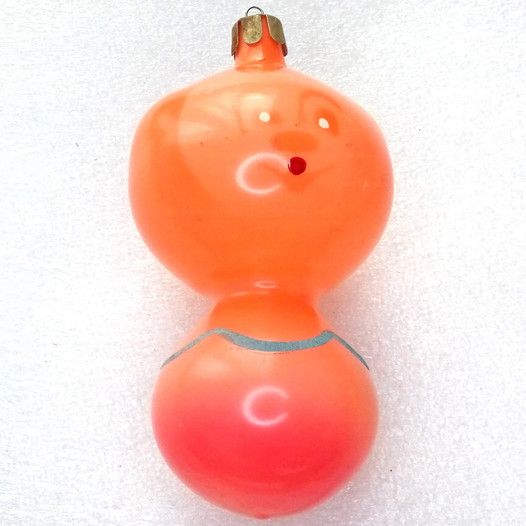 Vintage Glass Christmas Ornament USSR Bear