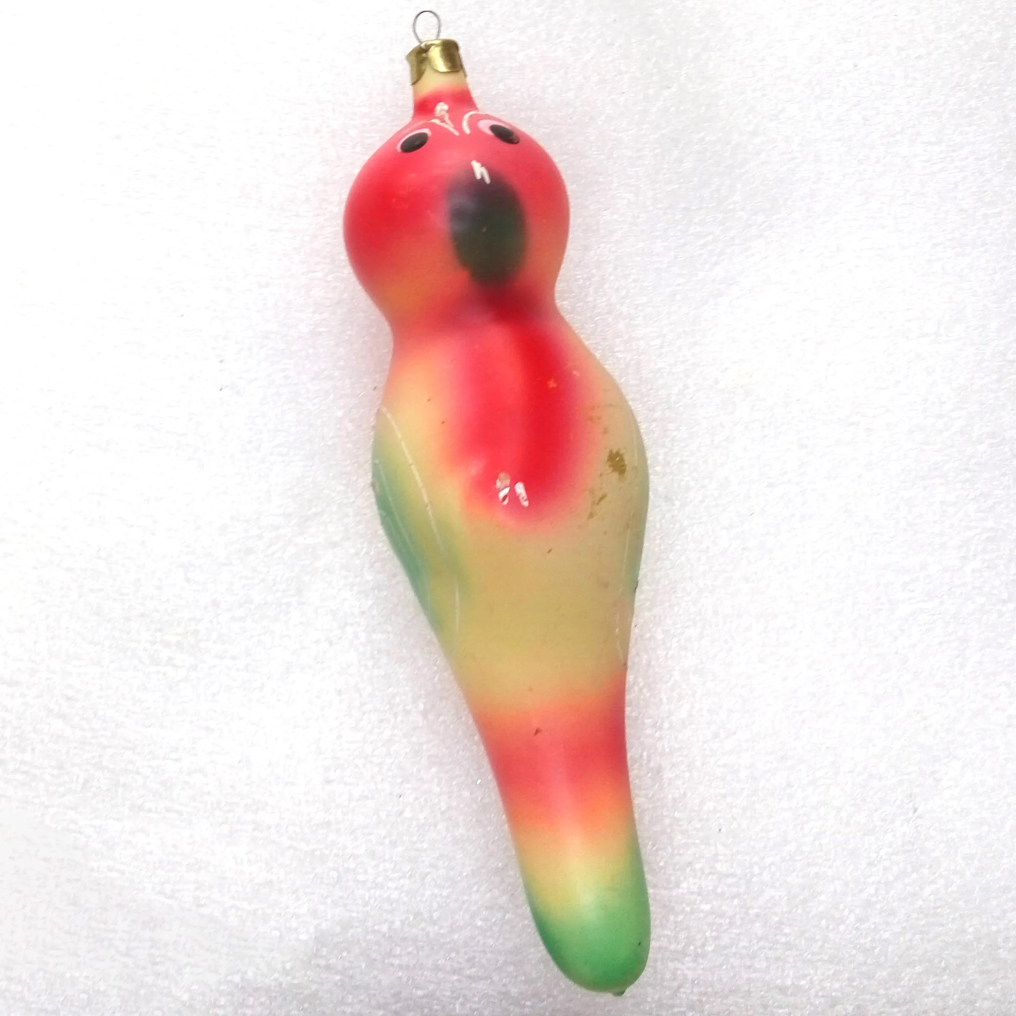 Big Vintage Ukrainian Glass Christmas Ornament Parrot