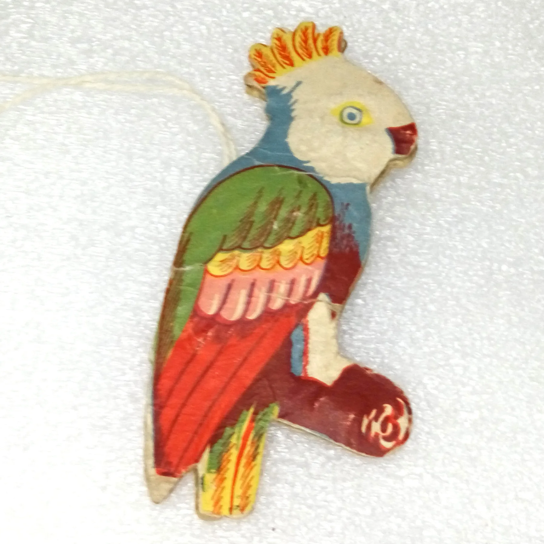 Vintage Ukrainian Cardboard "Dresden" Christmas Ornament Parrot