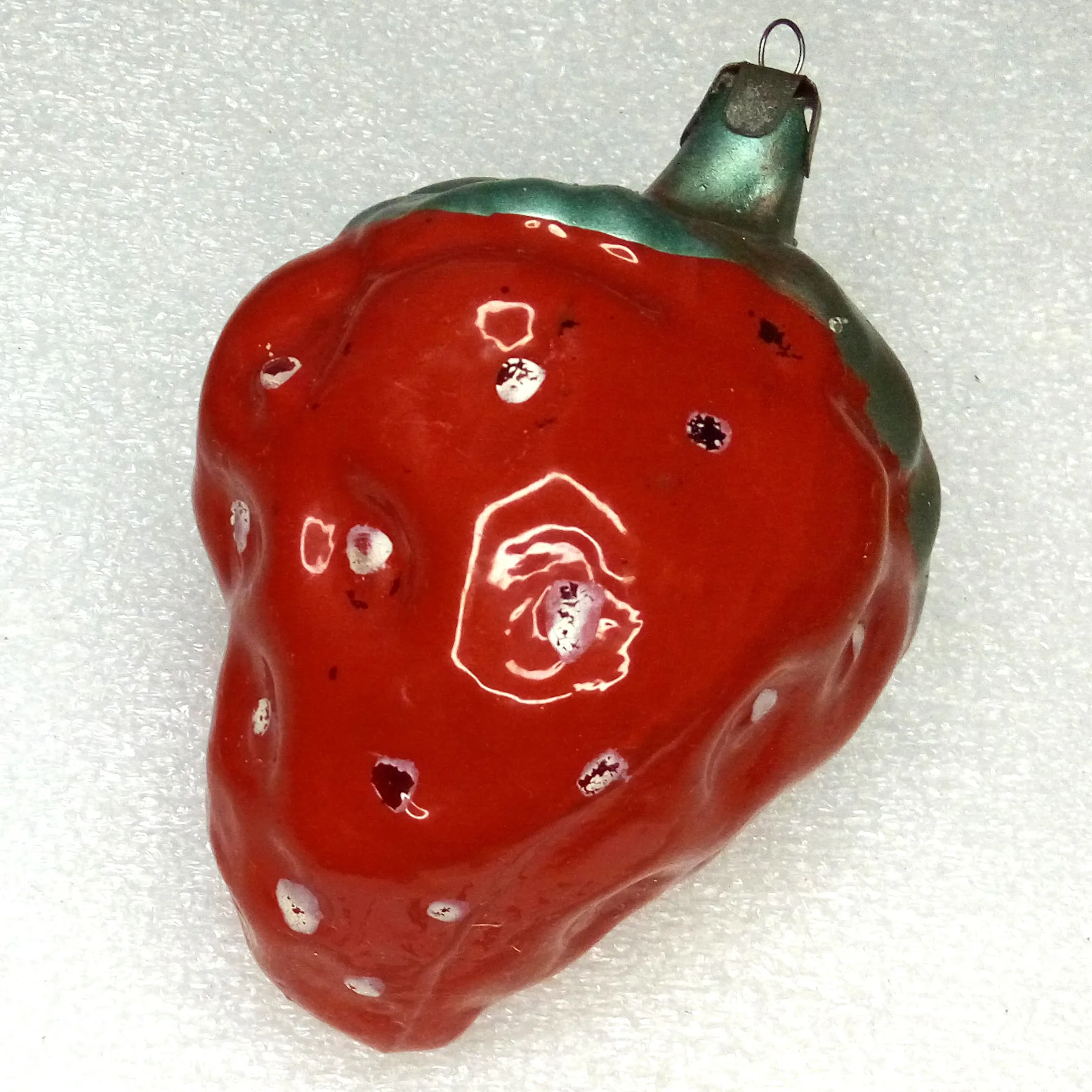 Vintage Glass Christmas Ornament USSR Strawberry
