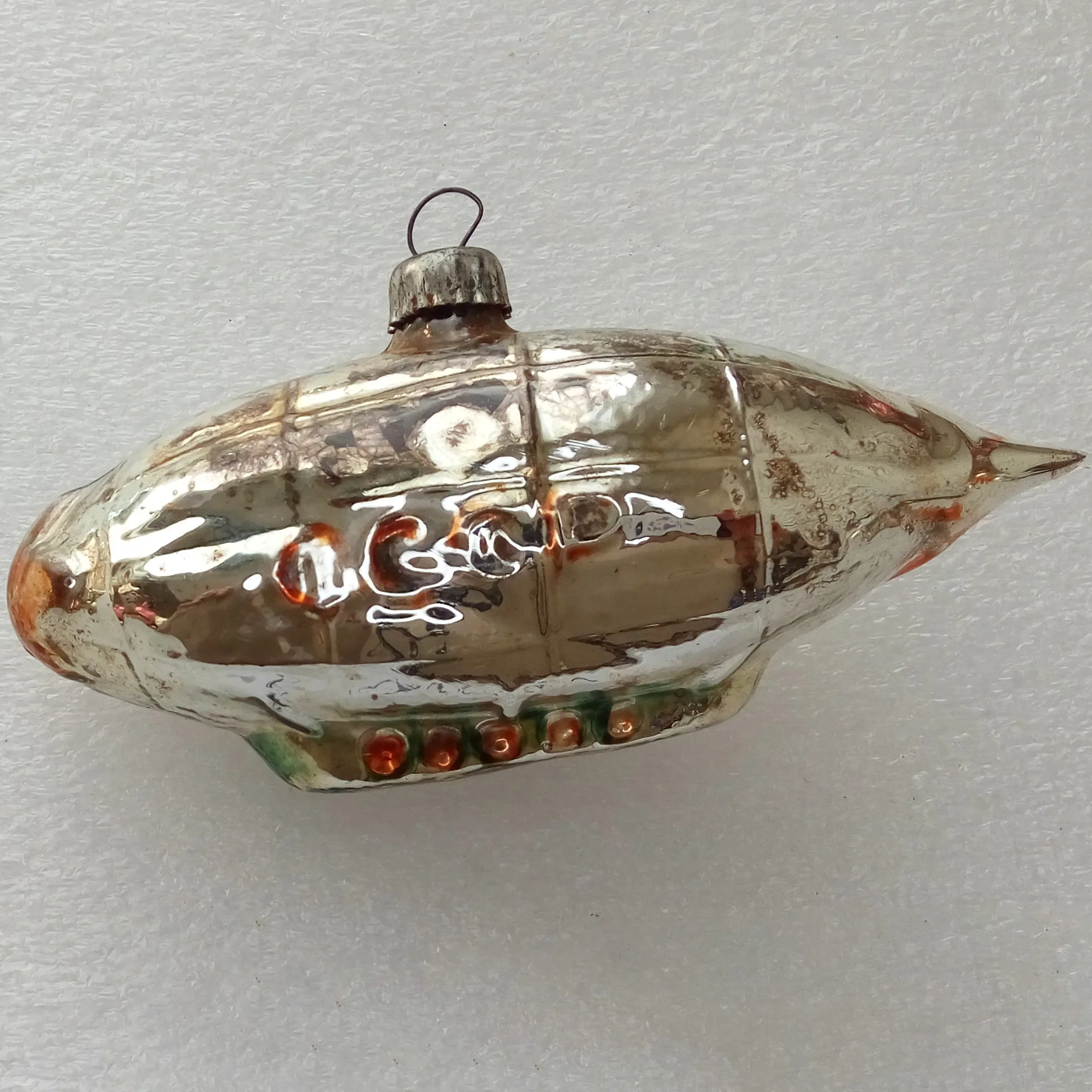 Vintage Glass Christmas Ornament USSR Dirigible