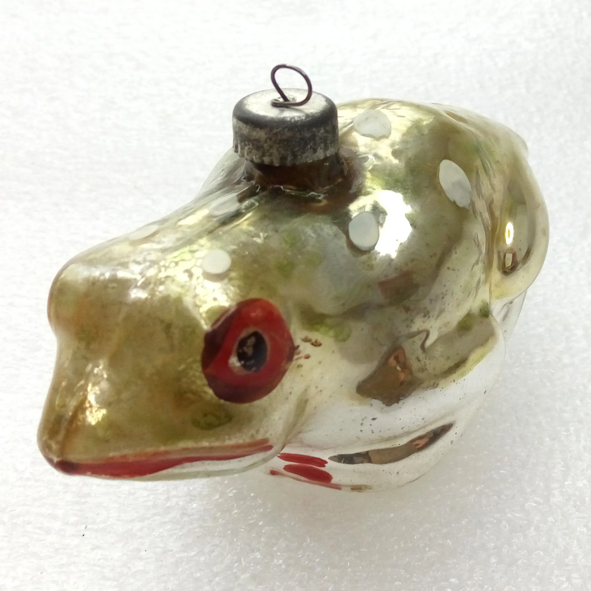 Vintage Glass Christmas Ornament Old Frog