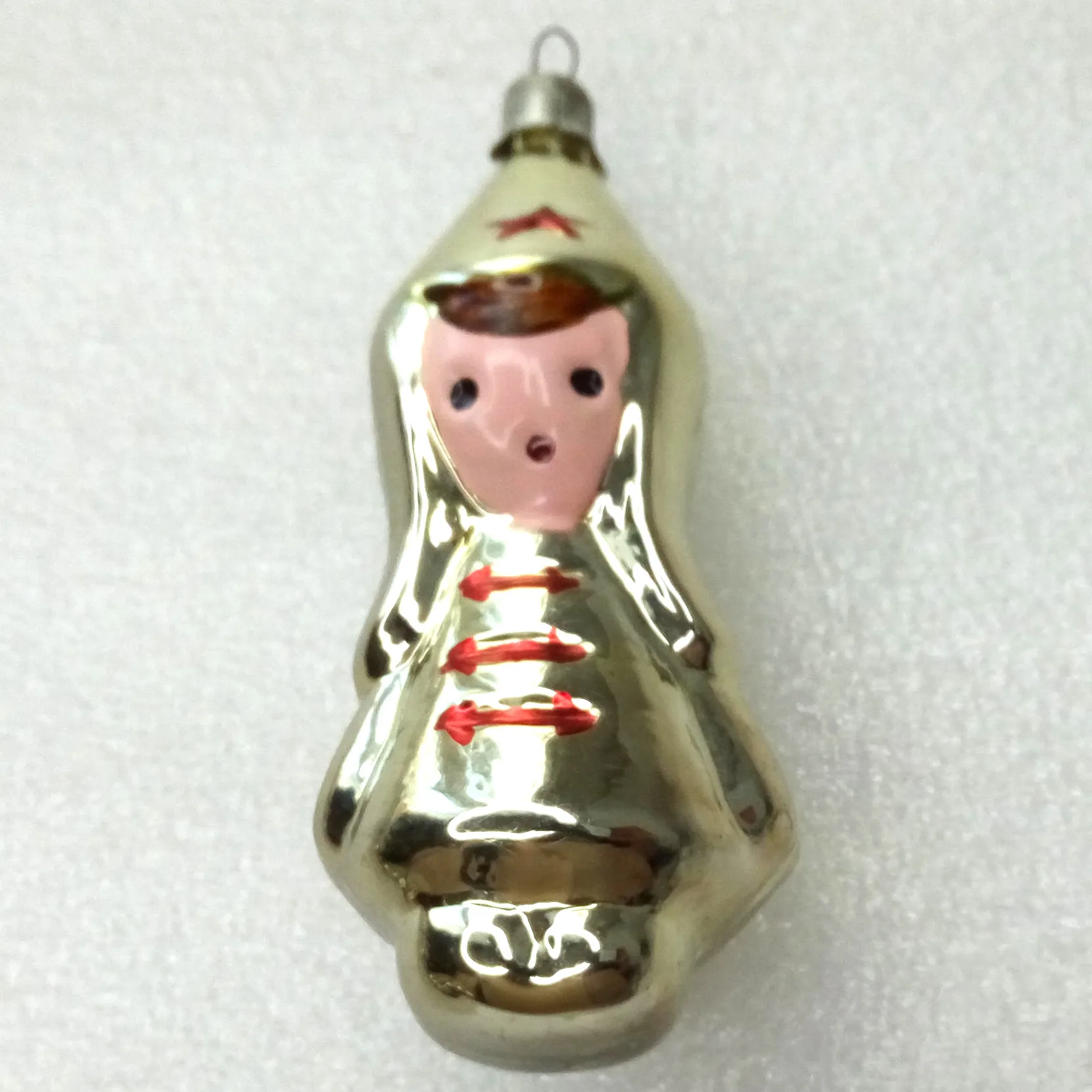 Vintage Glass Christmas Ornament Red Army Boy