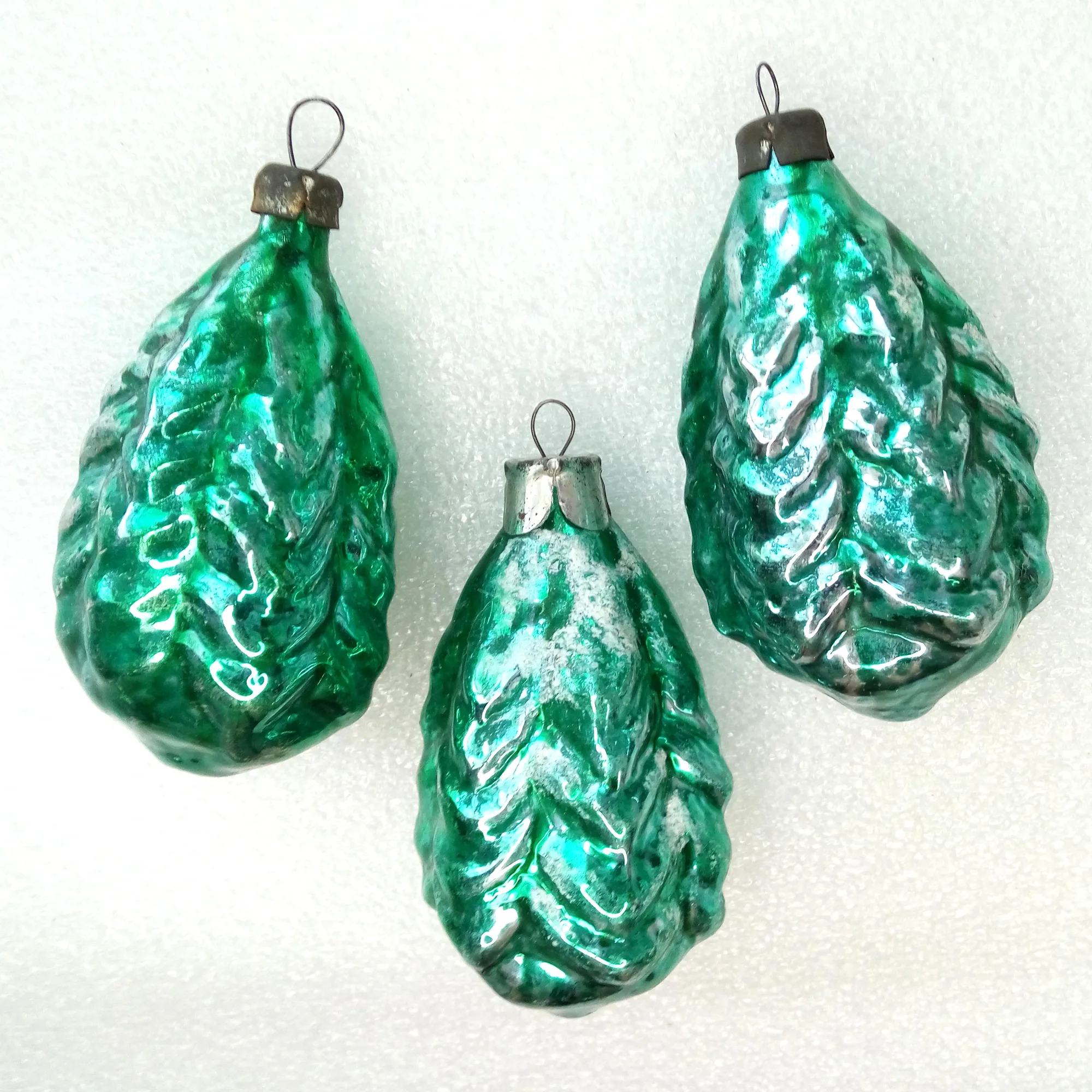 Set of 3 Vintage Glass Christmas Ornaments Ukraine Christmas