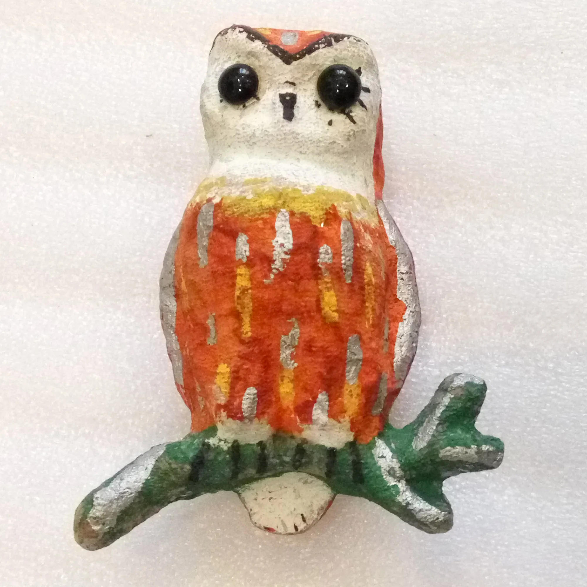 Vintage Papier Mache Christmas Ornament Owl