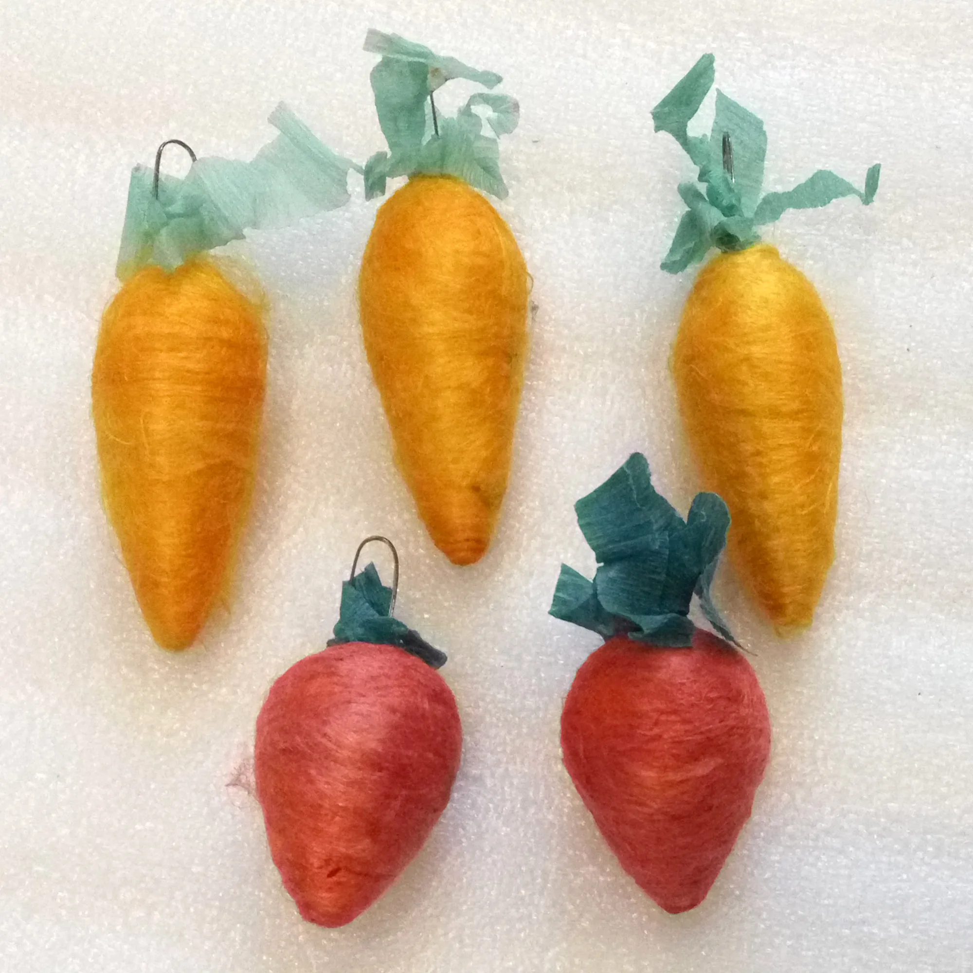 Set of 5 Vintage Cotton Christmas USSR Tree Ornament Carrot
