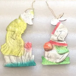 Set of 2 Vintage Russian Cardboard Christmas Tree Ornament from Kolobok