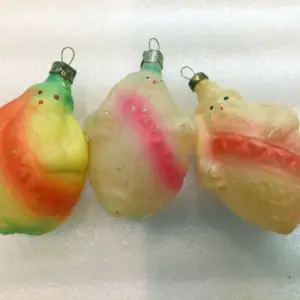 Set of 3 Vintage Russian Glass Christmas Tree Ornament Lemons Prince