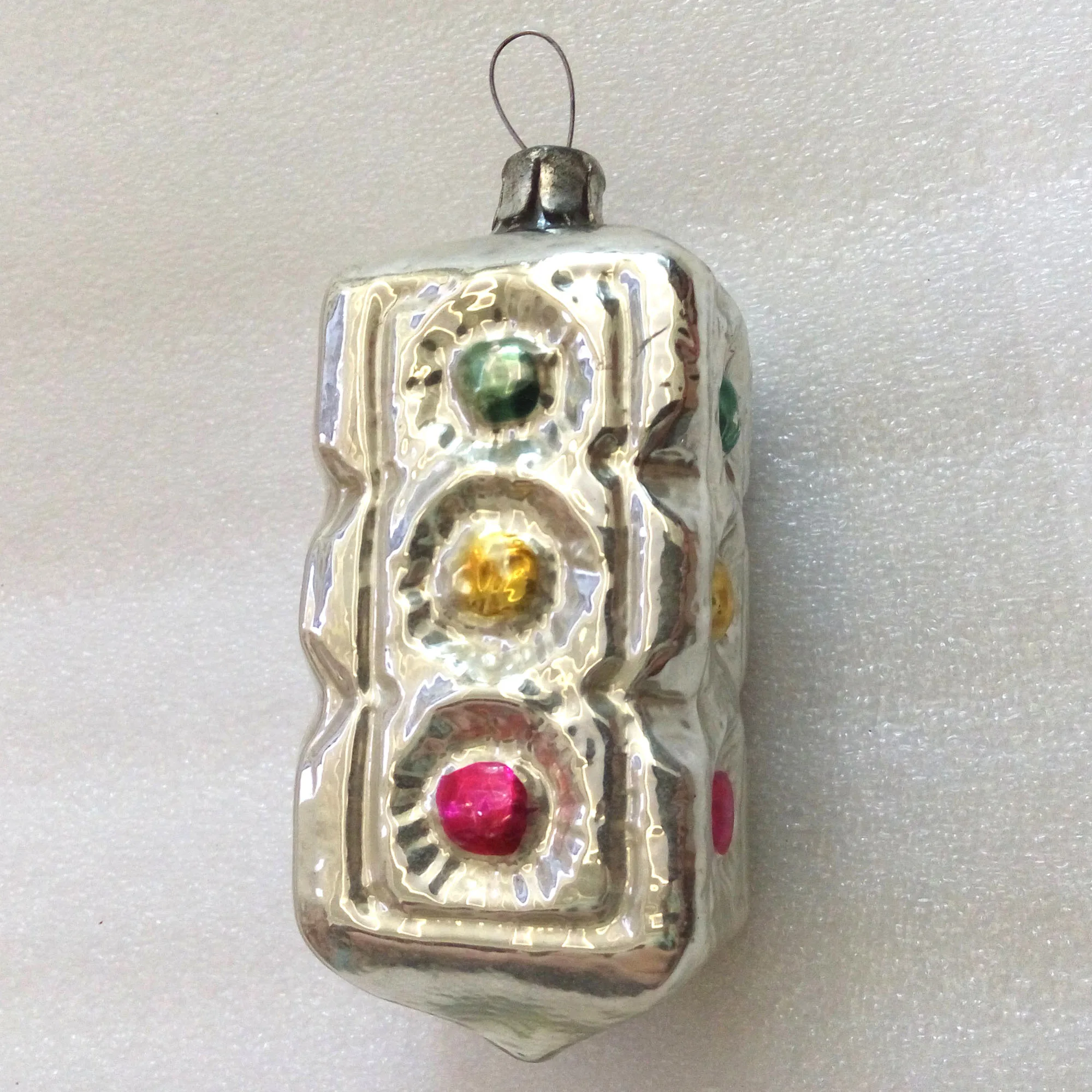 Vintage USSR Glass Christmas Ornament Traffic-Light