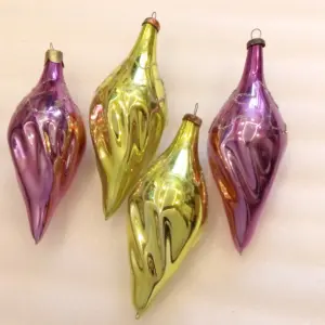 Set of 4 Vintage Christmas USSR Tree Ornaments Toy Old Icicles