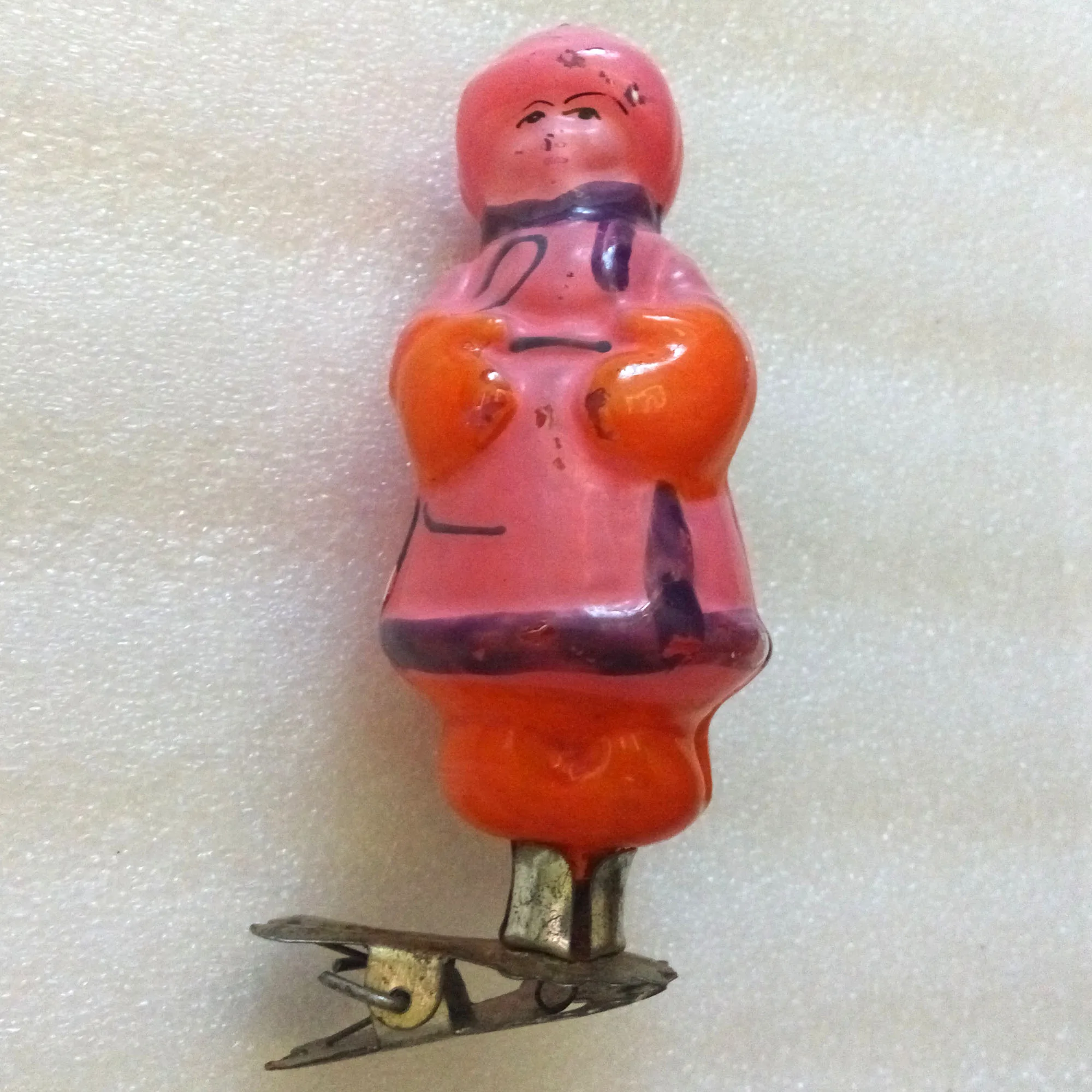 Vintage USSR Glass Christmas Ornament Boy
