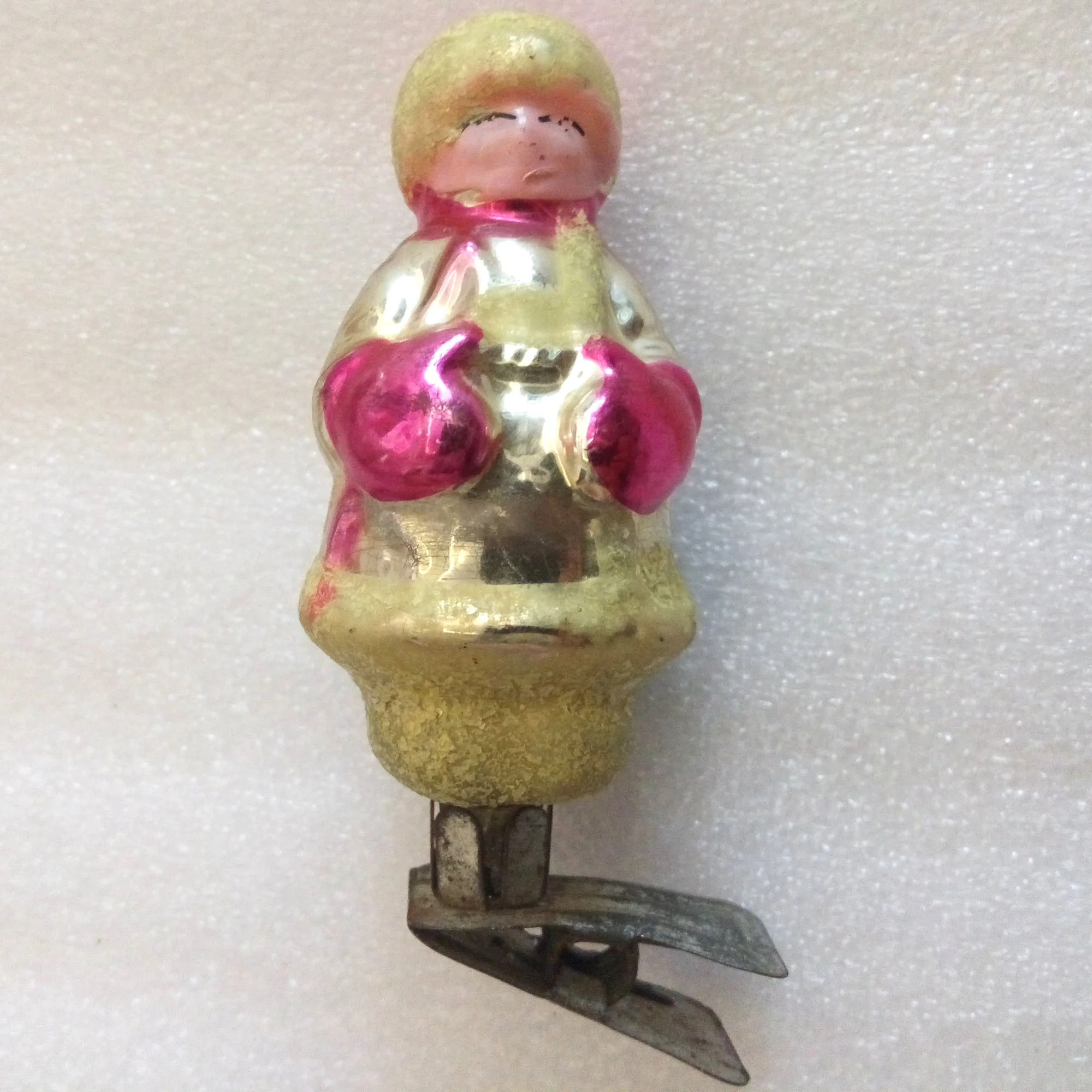 Vintage USSR Glass Christmas Ornament Boy