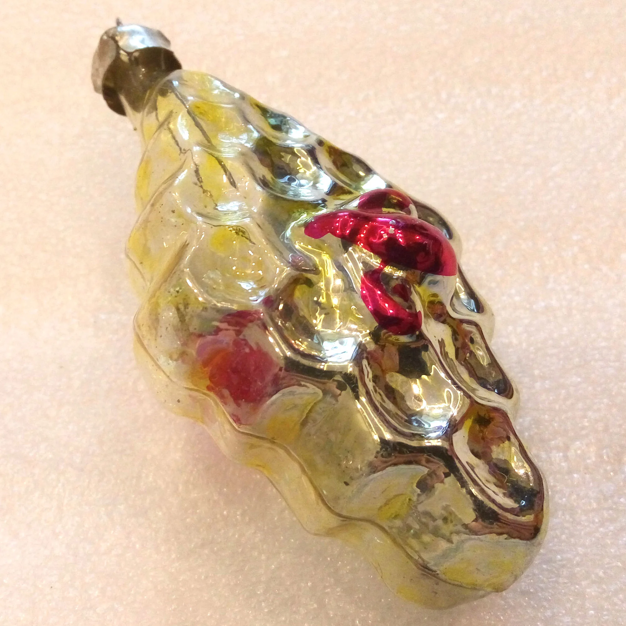 Vintage USSR Glass Christmas Ornament Fir Tree Bee Honey