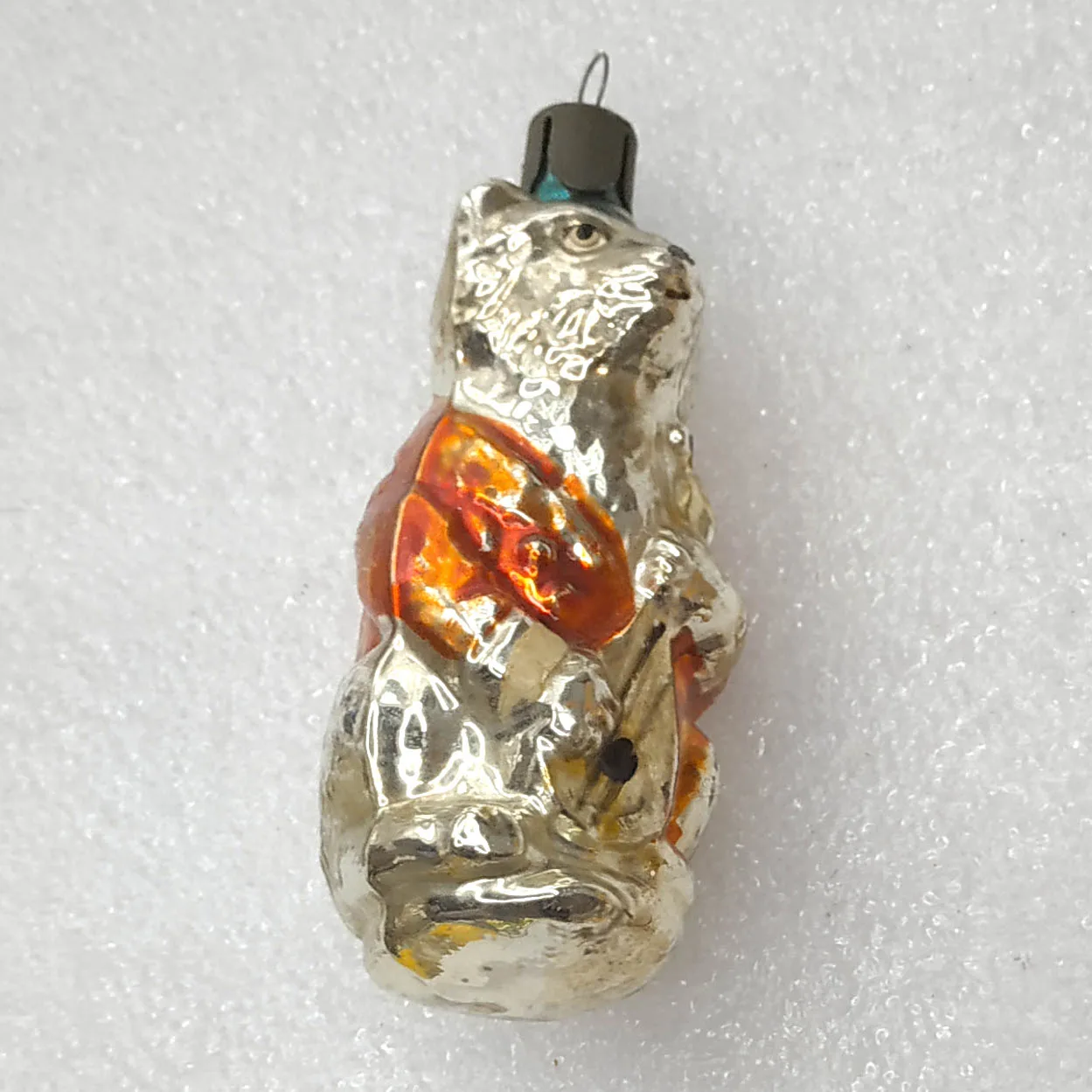 Antique Vintage Glass Christmas Ornament Bear Musician