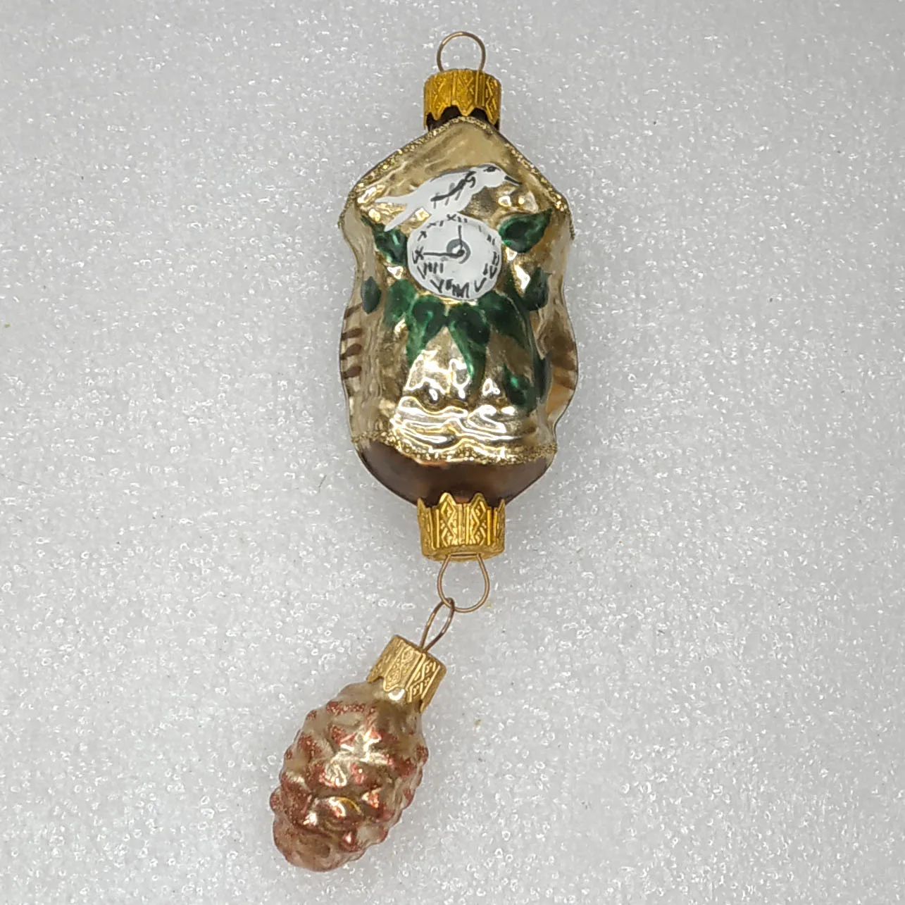 Ukrainian Glass Christmas Ornament Cuckoo Clock