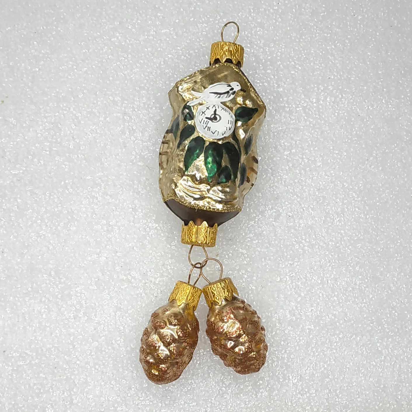 Ukrainian Glass Christmas Ornament Cuckoo Clock