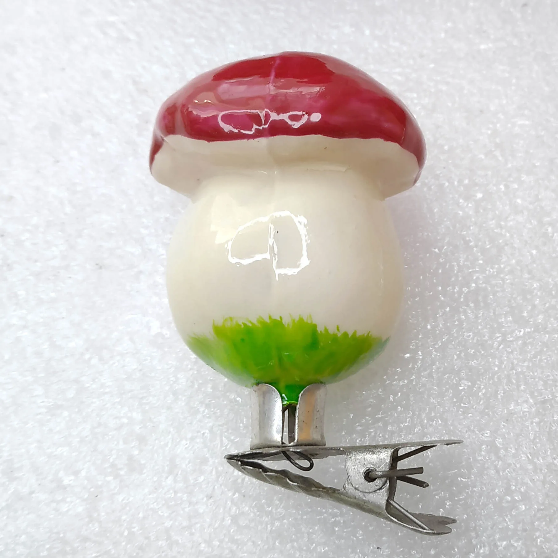 Unique Antique Vintage Glass Christmas USSR Ornament Mushroom
