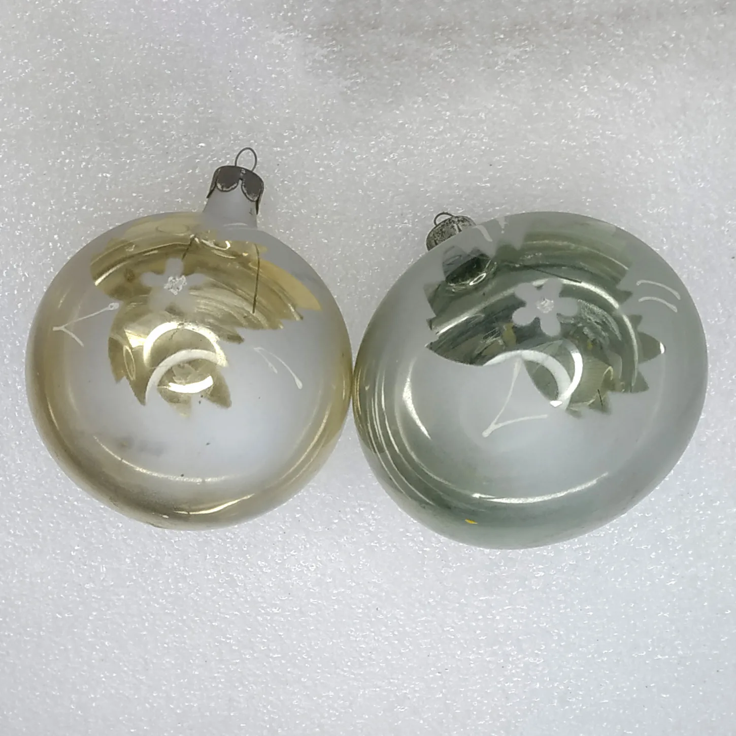Set of 2 Antique Vintage Glass Christmas Ornament USSR Balls