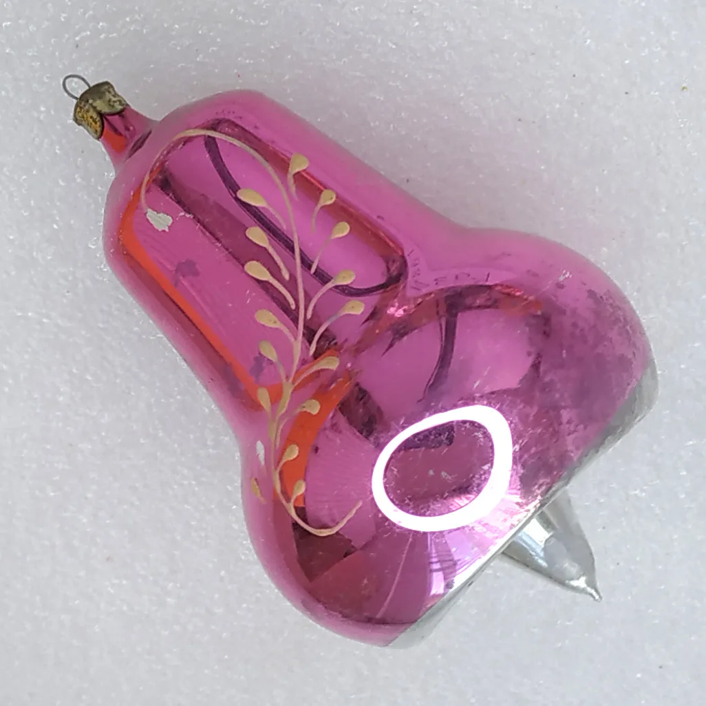 Antique Vintage Silver Glass Christmas Ornament Tree USSR Bell