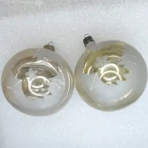 Set of 2 Antique Vintage Glass Christmas Ornament USSR Balls