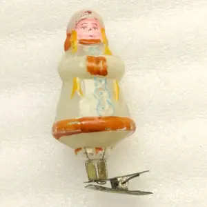 Vintage USSR Glass Christmas Ornament Toy Girl