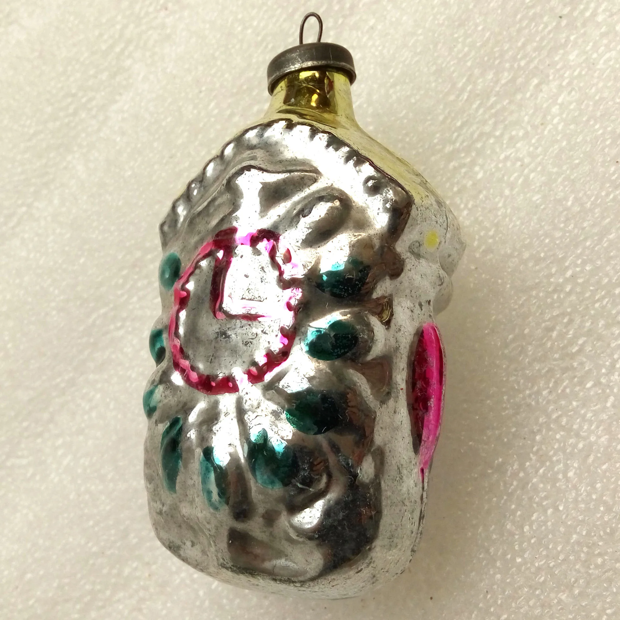 Vintage USSR Glass Christmas Ornament Fir Cuckoo-clock