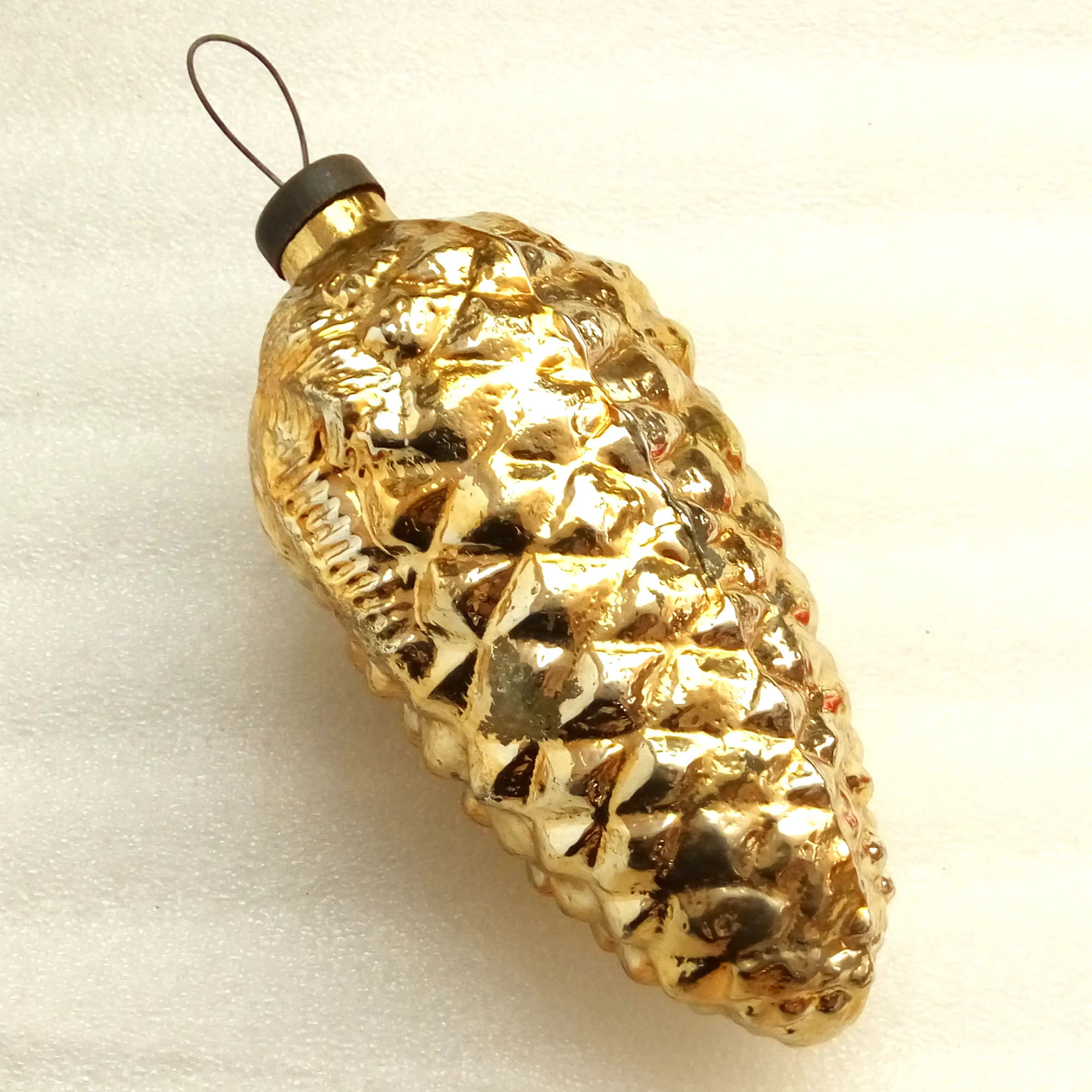 Huge Vintage Glass Christmas Ornament Old Pinecone