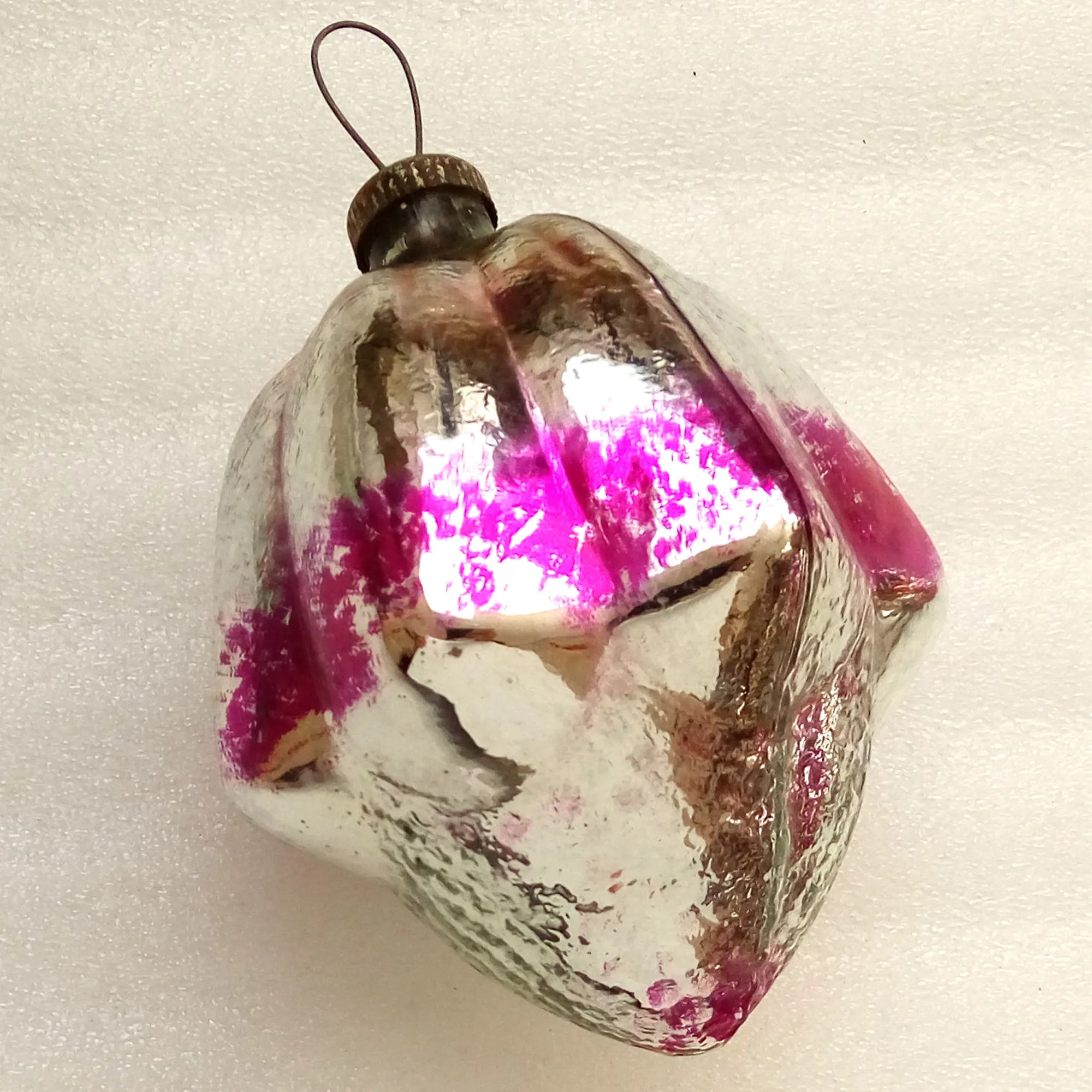 Huge Vintage Glass Christmas Tree Ornament Old Flower