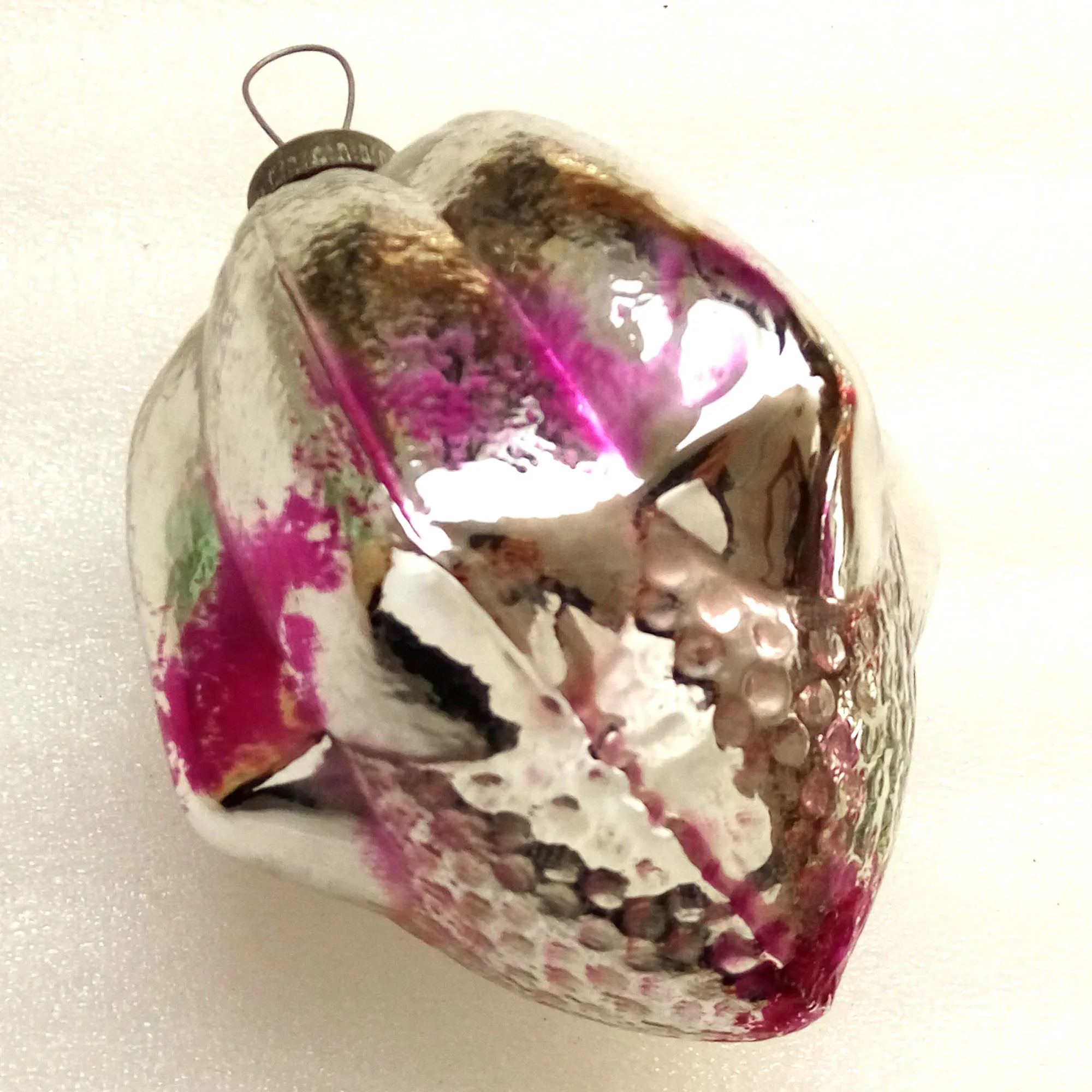 Huge Vintage Glass Christmas Tree Ornament Old Flower