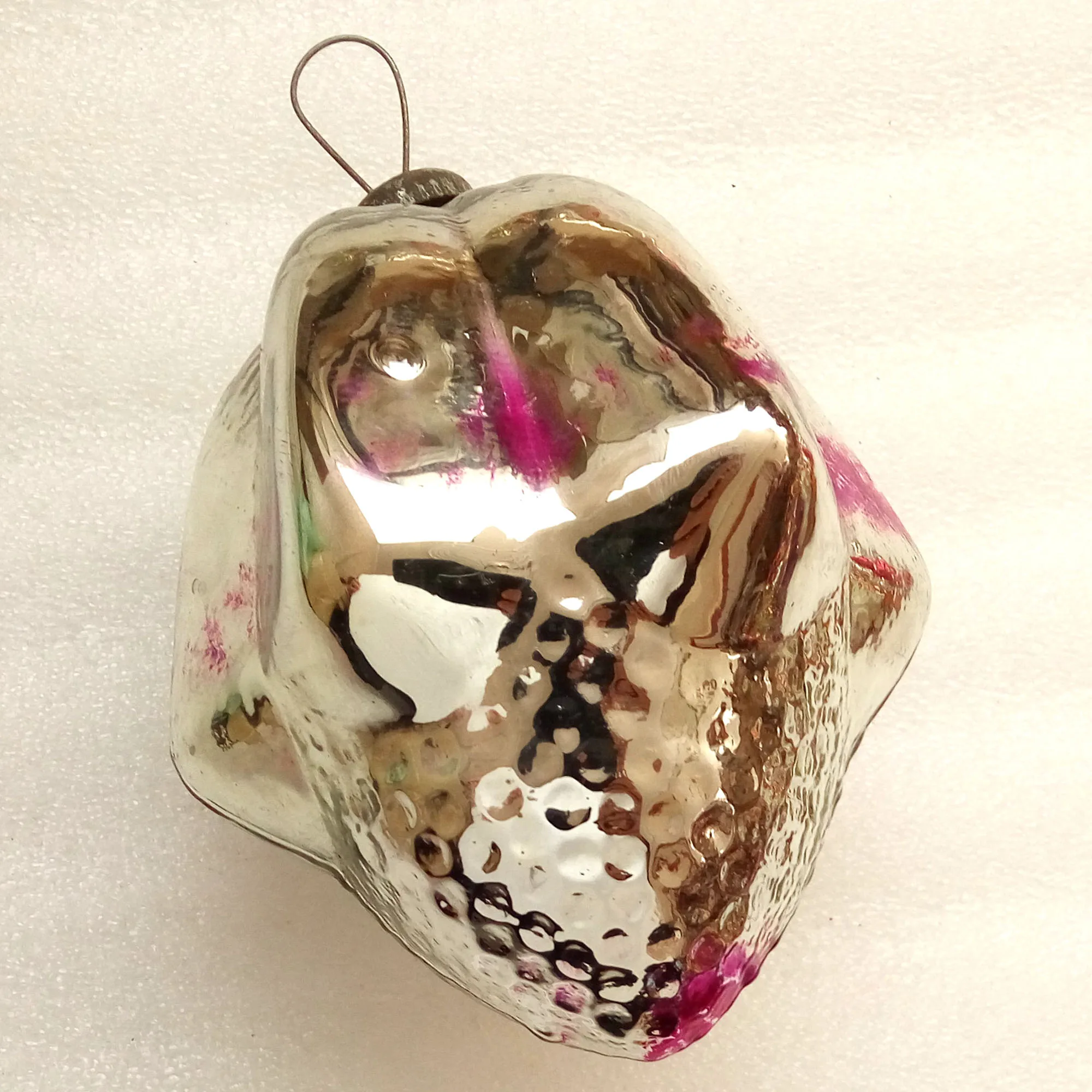 Huge Vintage Glass Christmas Tree Ornament Old Flower
