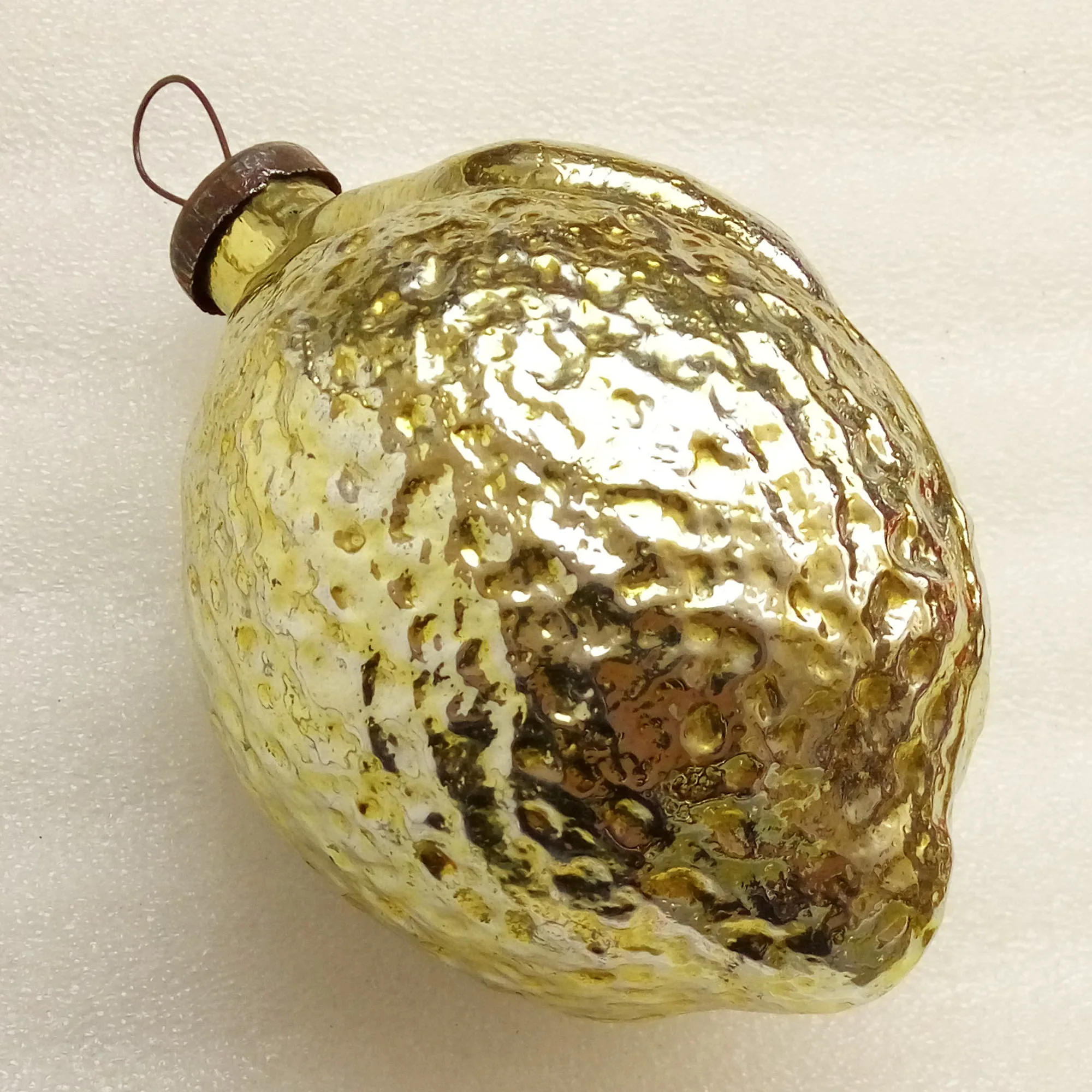 Huge Vintage Glass Christmas Ornament Old Lemon
