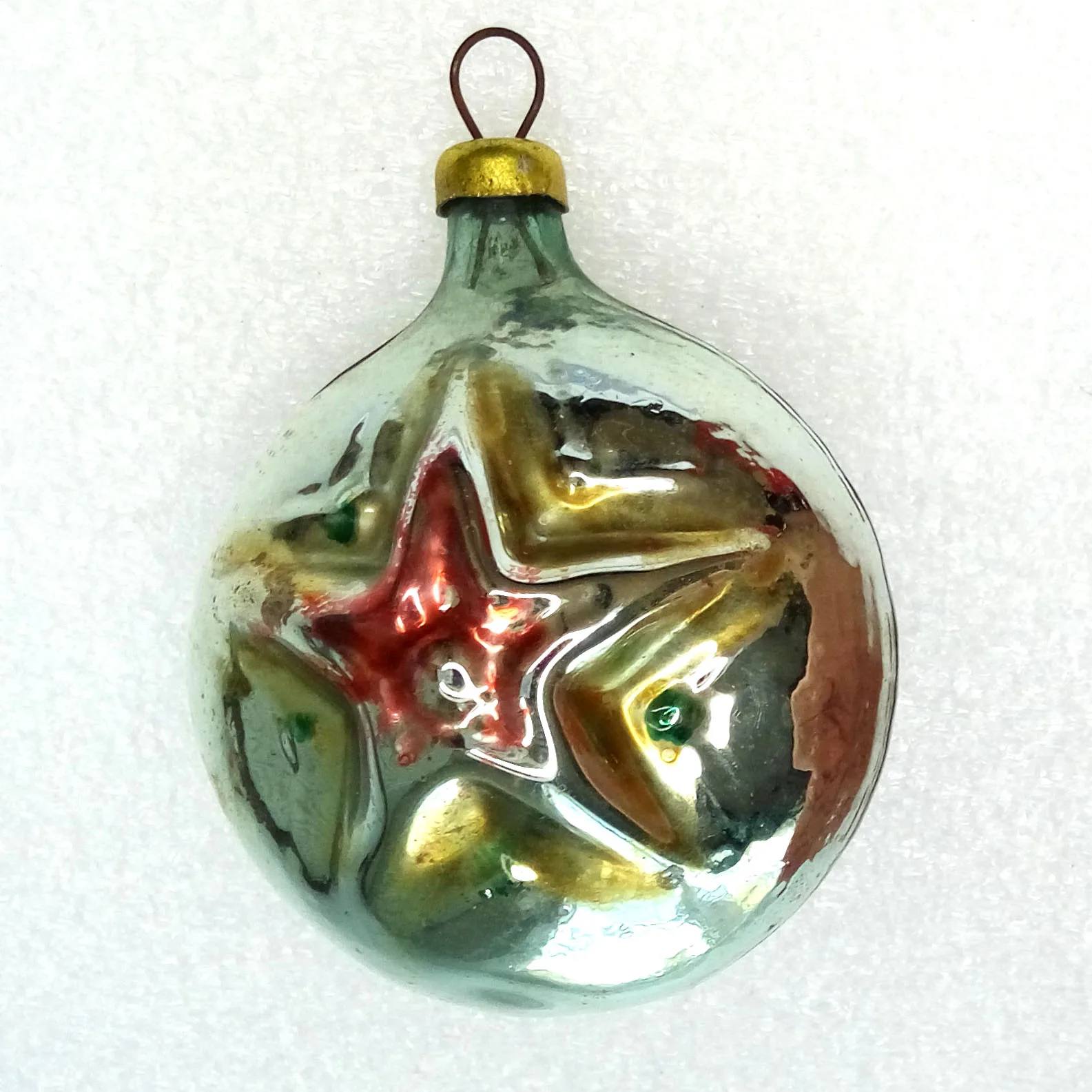 Vintage USSR Glass Christmas Ornament Red Star
