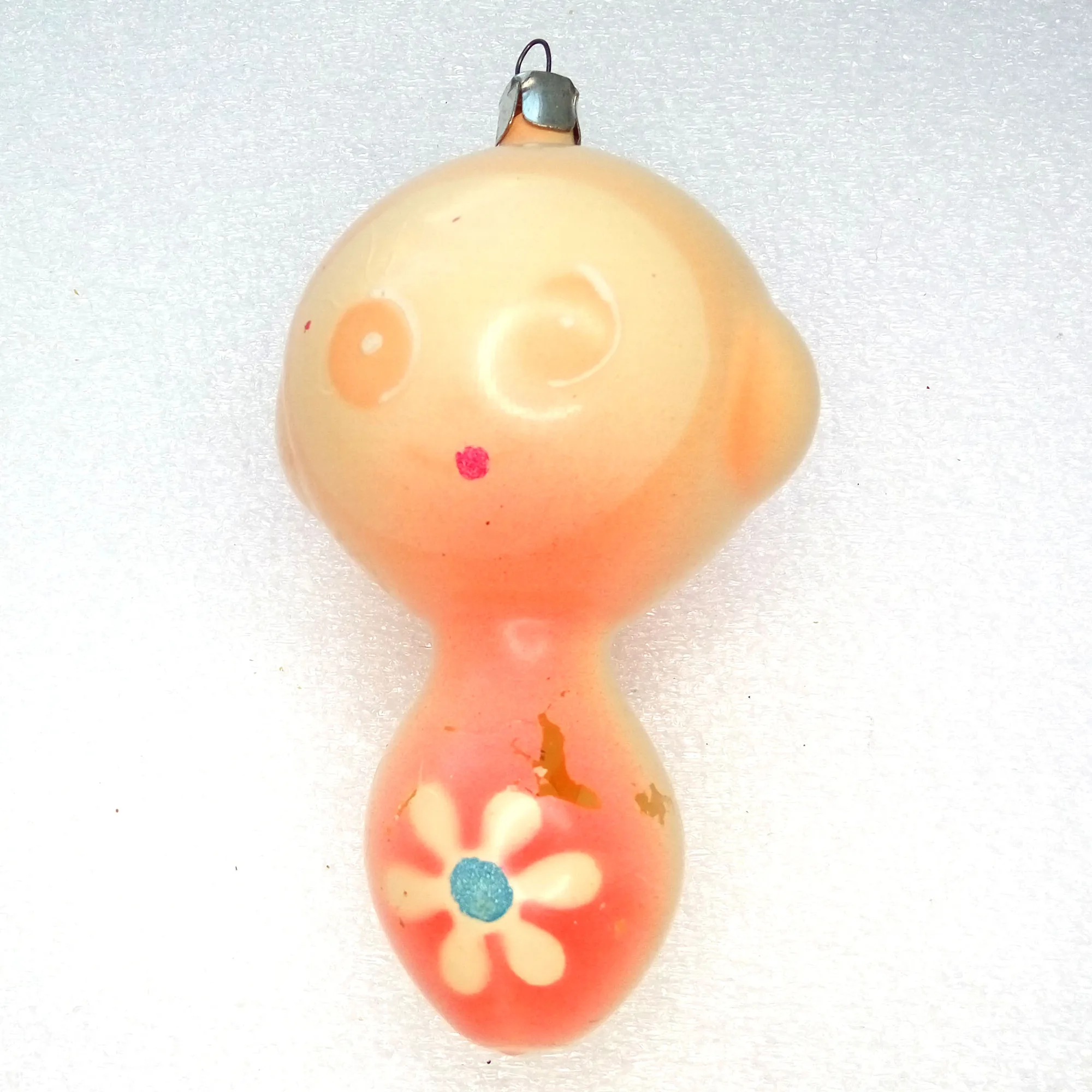 Vintage USSR Glass Christmas Ornament Cheburashka