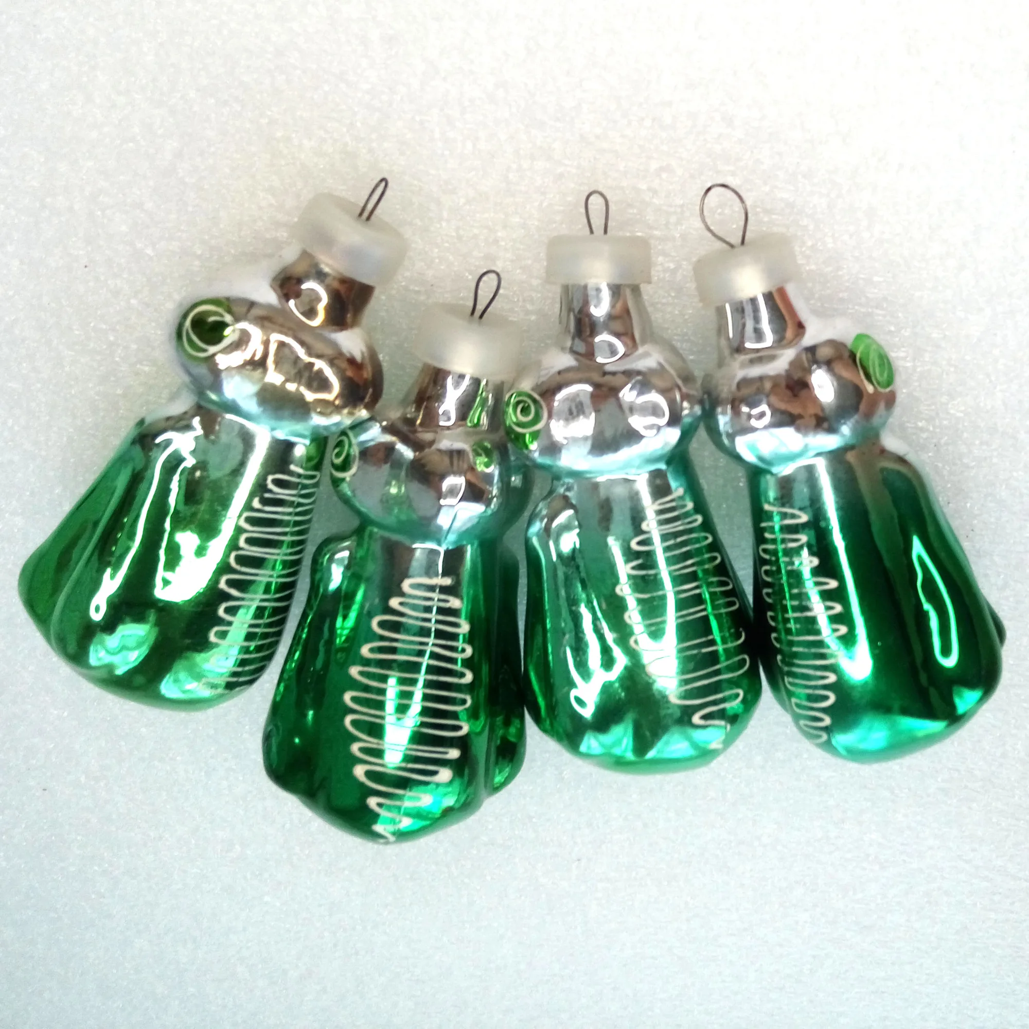 Set of 4 Vintage Ukrainian Glass Christmas Ornaments Bugs