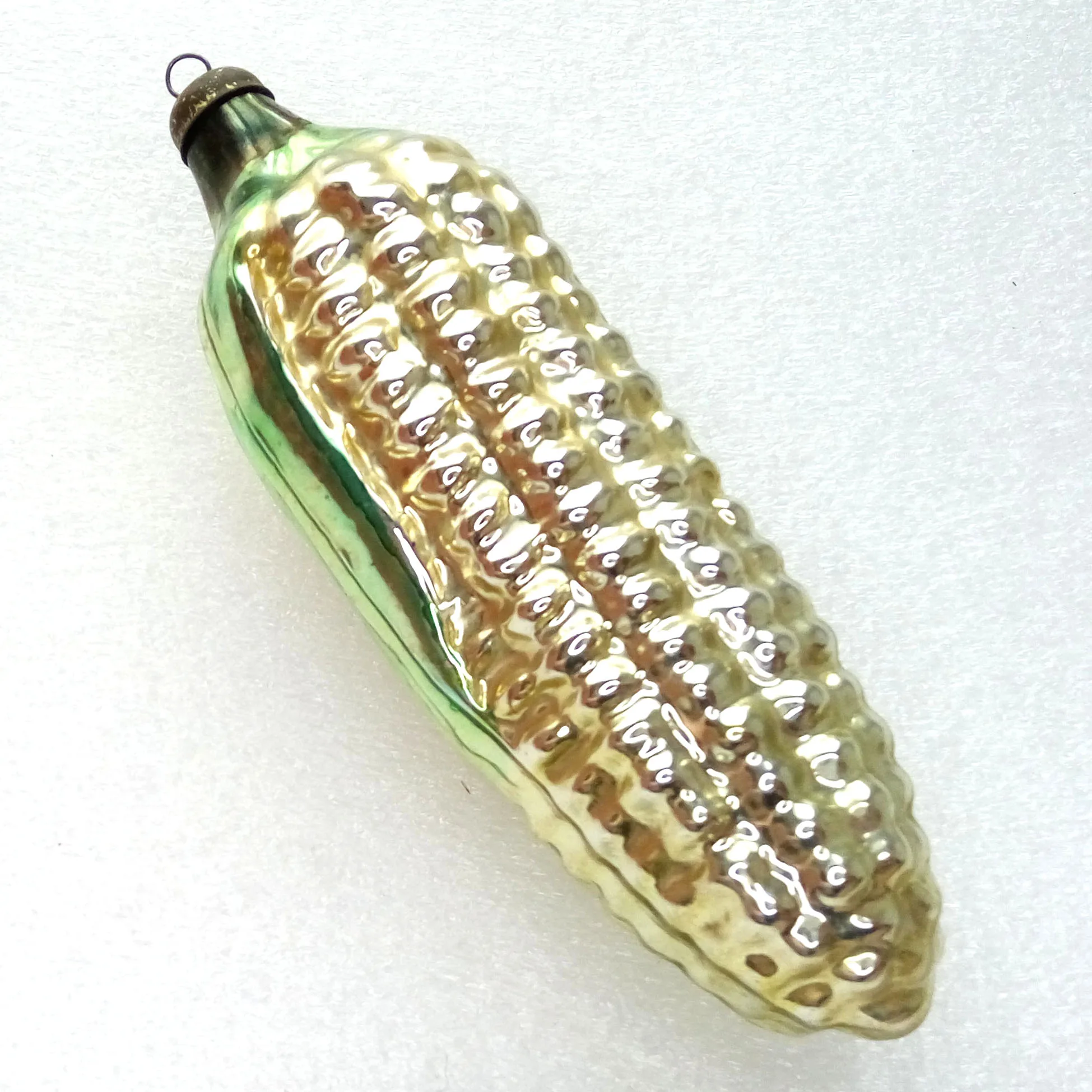 Vintage Ukrainian Glass Christmas Ornament Corn