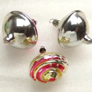 Set of 3 Vintage Glass Christmas Ornaments Whirligig