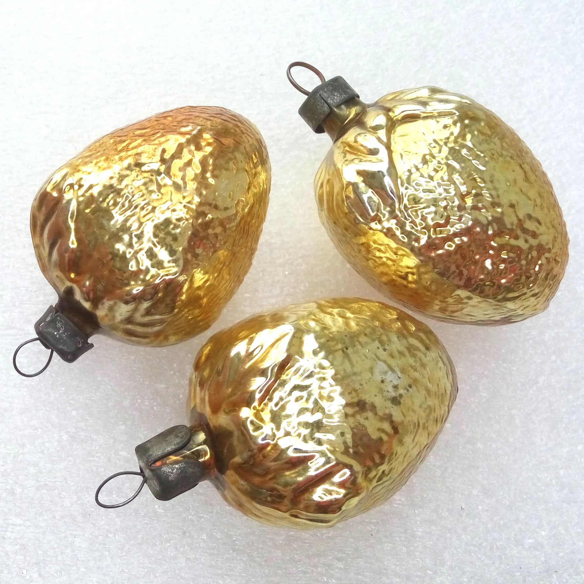 Set of 3 Vintage Ukrainian Glass Christmas Ornaments Strawberry