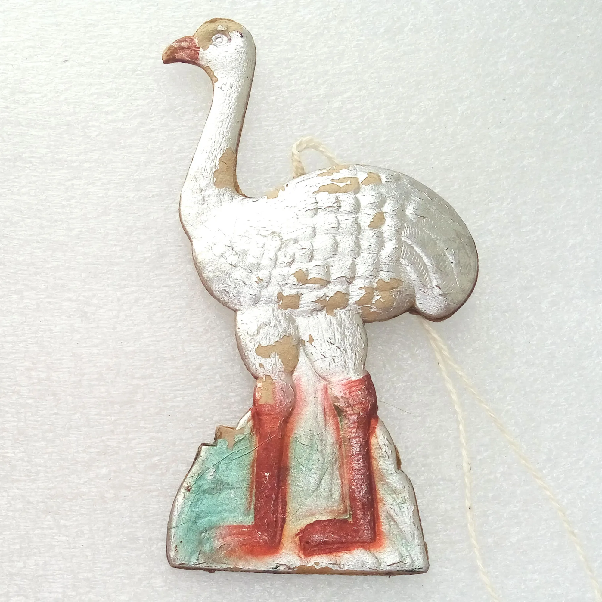 Vintage Ukrainian Cardboard Dresden Christmas Ornament Ostrich