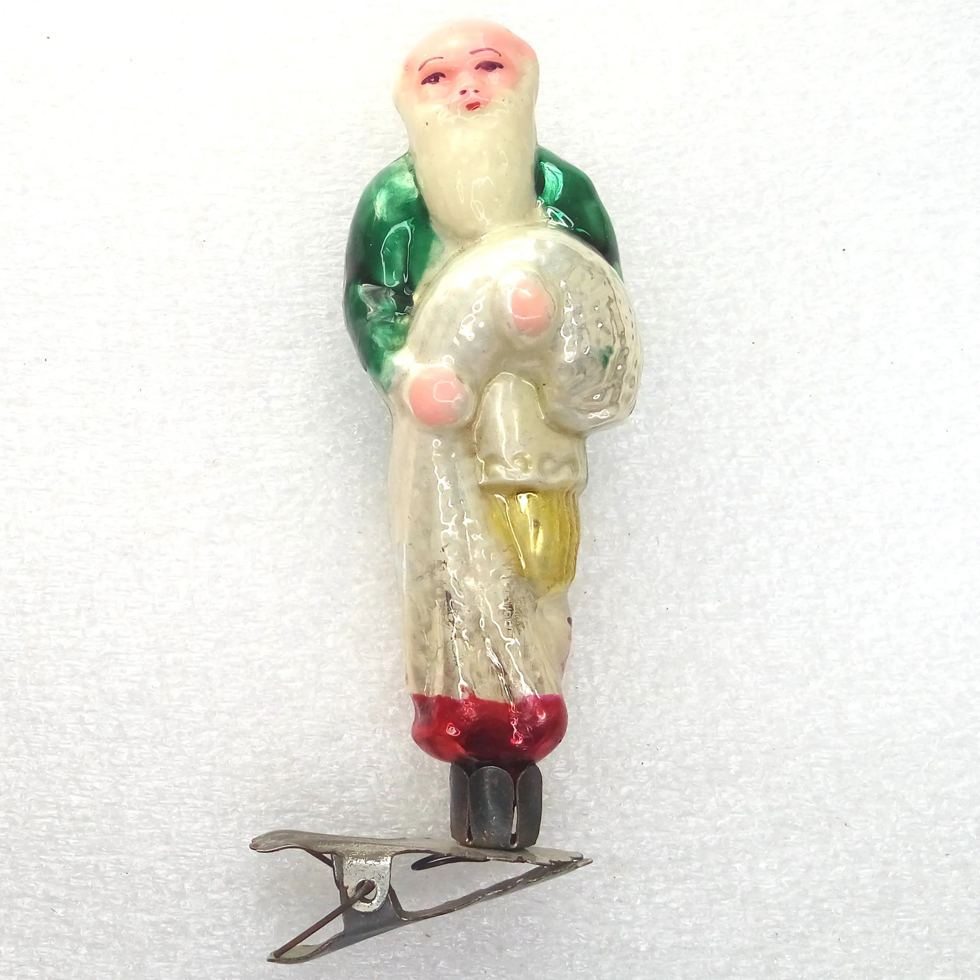 Vintage Ukrainian Glass Christmas Ornament Fisherman